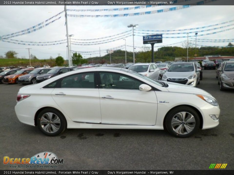 2013 Hyundai Sonata Hybrid Limited Porcelain White Pearl / Gray Photo #8