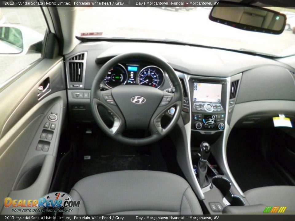 2013 Hyundai Sonata Hybrid Limited Porcelain White Pearl / Gray Photo #14