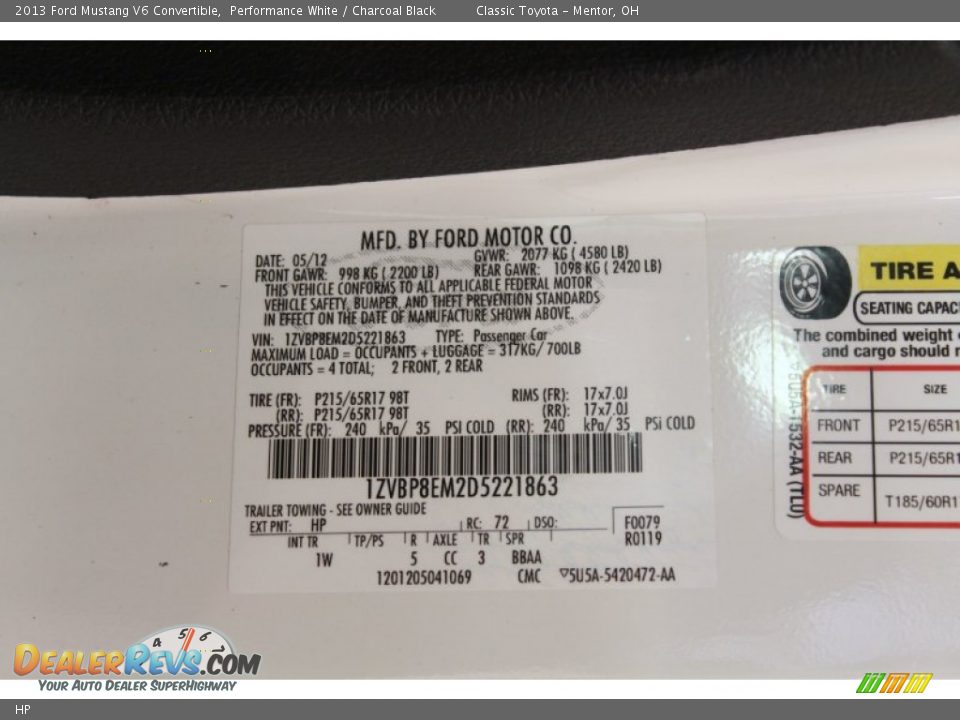 Ford Color Code HP Performance White