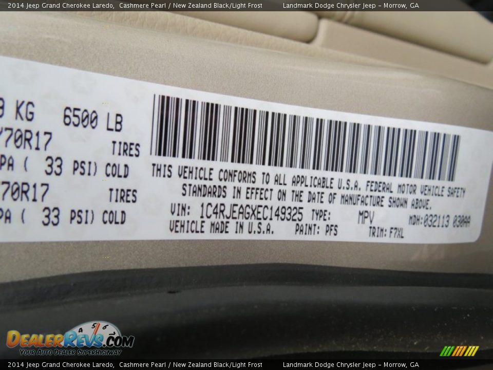 2014 Jeep Grand Cherokee Laredo Cashmere Pearl / New Zealand Black/Light Frost Photo #11