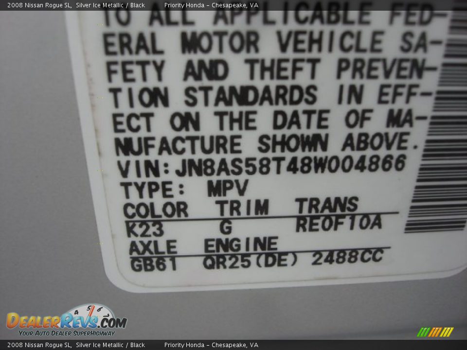 2008 Nissan Rogue SL Silver Ice Metallic / Black Photo #26