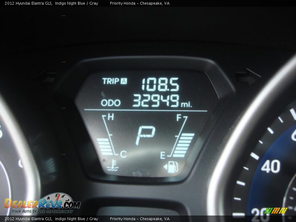 2012 Hyundai Elantra GLS Indigo Night Blue / Gray Photo #16