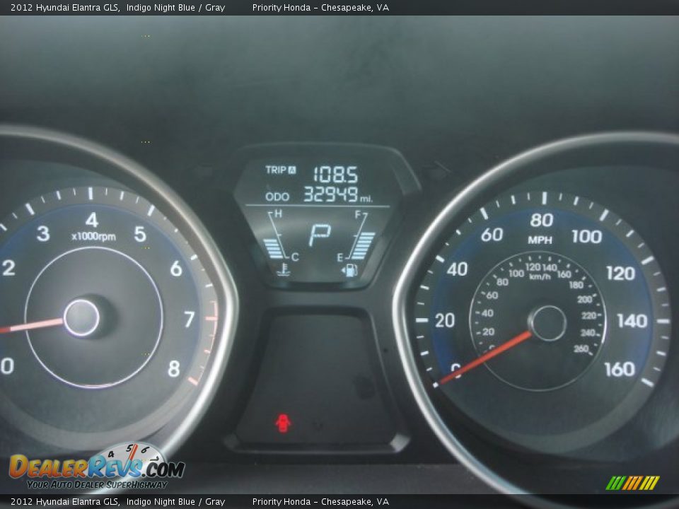 2012 Hyundai Elantra GLS Indigo Night Blue / Gray Photo #17