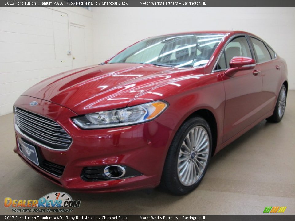 2013 Ford Fusion Titanium AWD Ruby Red Metallic / Charcoal Black Photo #3