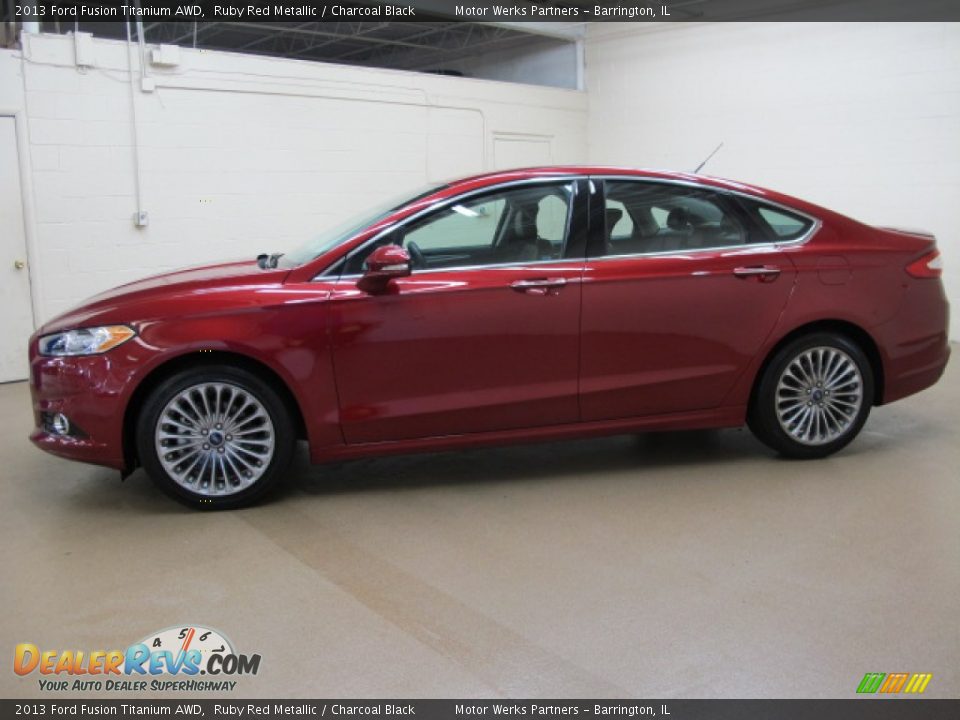 2013 Ford Fusion Titanium AWD Ruby Red Metallic / Charcoal Black Photo #4