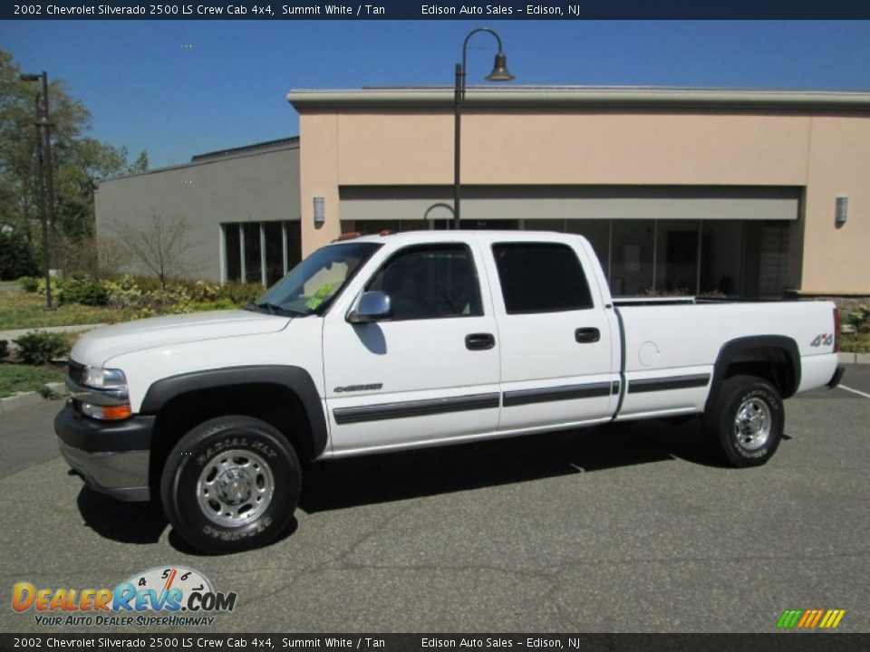 2002 Chevrolet Silverado 2500 LS Crew Cab 4x4 Summit White / Tan Photo #3
