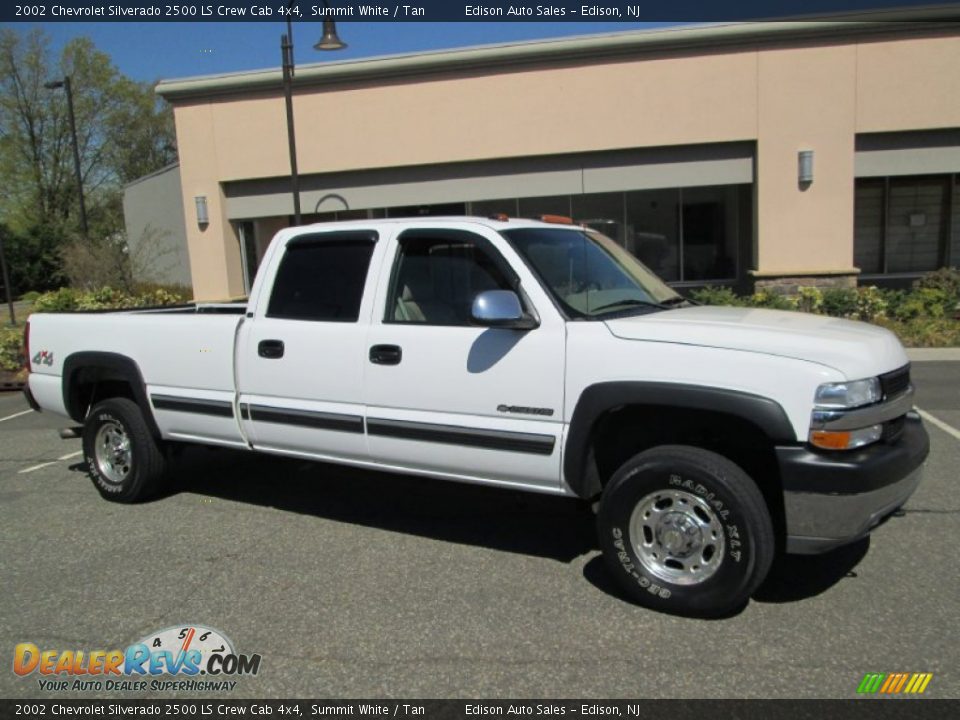 2002 Chevrolet Silverado 2500 LS Crew Cab 4x4 Summit White / Tan Photo #11