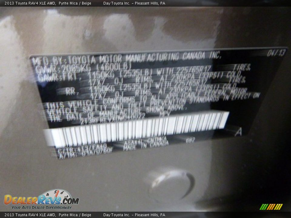 2013 Toyota RAV4 XLE AWD Pyrite Mica / Beige Photo #19