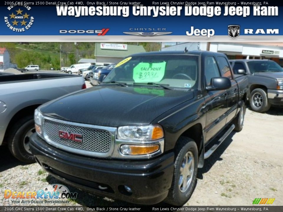 2006 GMC Sierra 1500 Denali Crew Cab 4WD Onyx Black / Stone Gray leather Photo #1