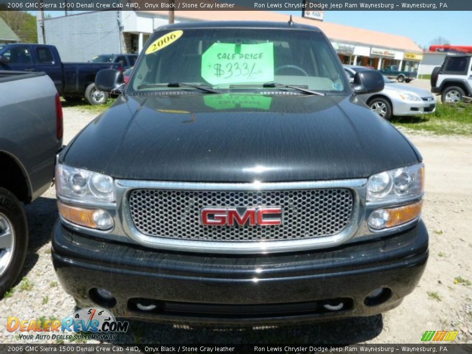 2006 GMC Sierra 1500 Denali Crew Cab 4WD Onyx Black / Stone Gray leather Photo #8