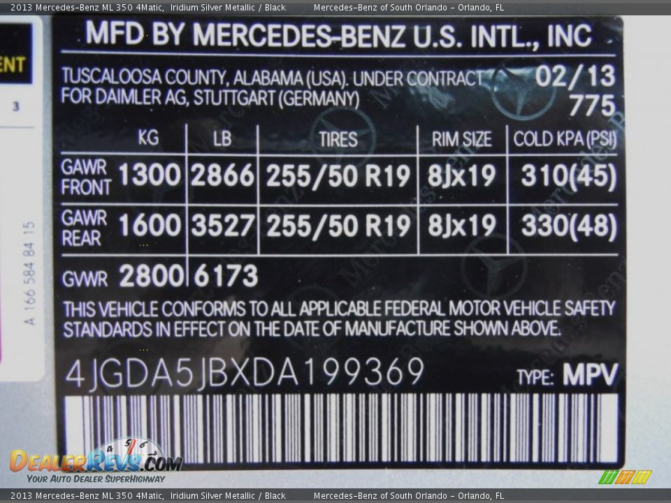 2013 Mercedes-Benz ML 350 4Matic Iridium Silver Metallic / Black Photo #13