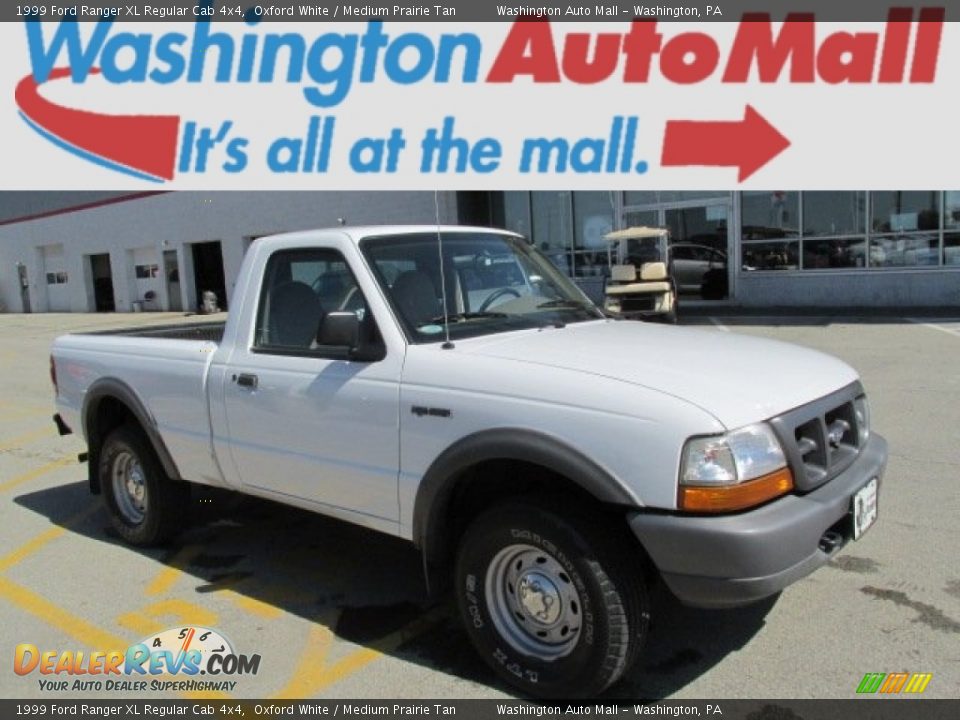 1999 Ford Ranger XL Regular Cab 4x4 Oxford White / Medium Prairie Tan Photo #1