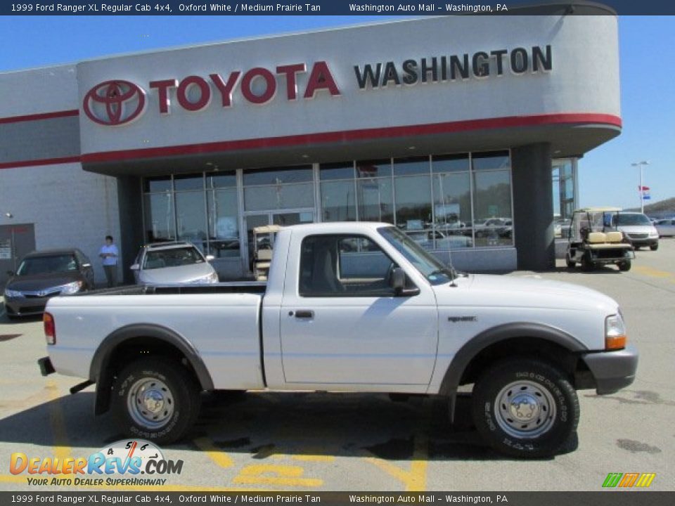 1999 Ford Ranger XL Regular Cab 4x4 Oxford White / Medium Prairie Tan Photo #2