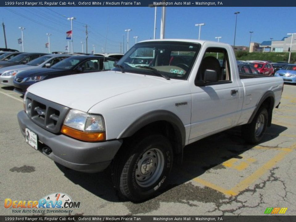 1999 Ford Ranger XL Regular Cab 4x4 Oxford White / Medium Prairie Tan Photo #3