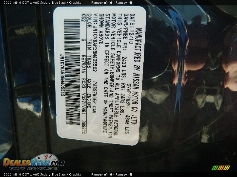 2011 Infiniti G 37 x AWD Sedan Blue Slate / Graphite Photo #24