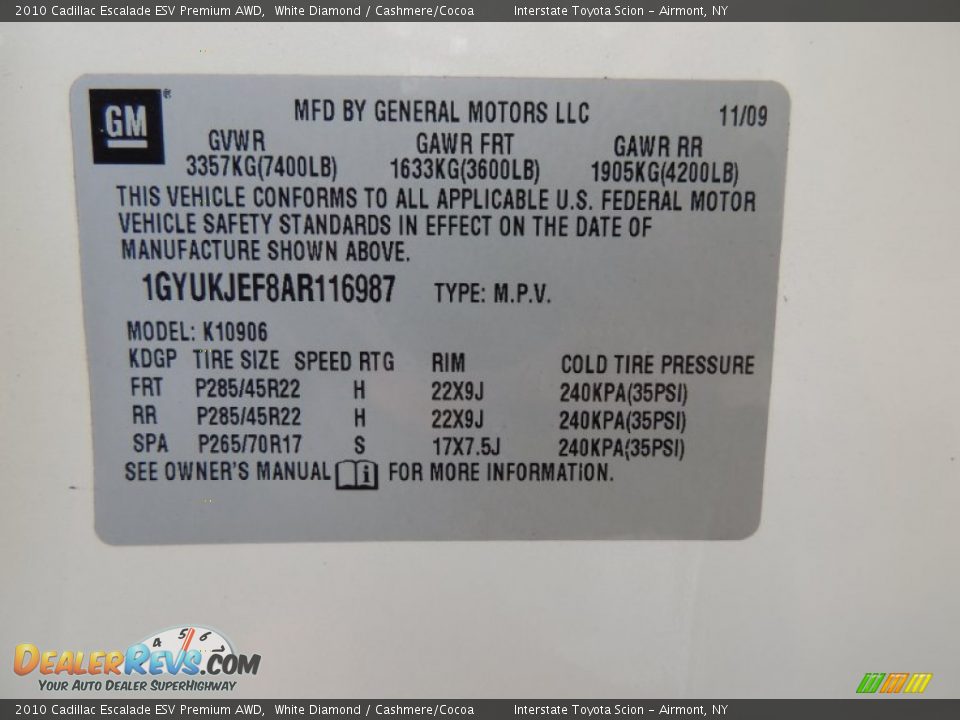 2010 Cadillac Escalade ESV Premium AWD White Diamond / Cashmere/Cocoa Photo #26