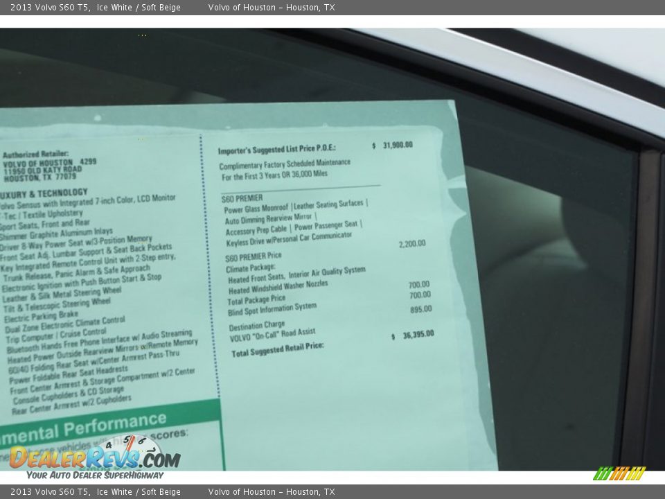 2013 Volvo S60 T5 Window Sticker Photo #27