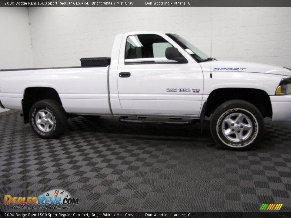2000 Dodge Ram 1500 Sport Regular Cab 4x4 Bright White / Mist Gray Photo #3