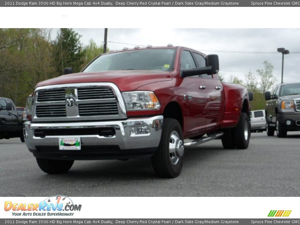 2011 Dodge Ram 3500 HD Big Horn Mega Cab 4x4 Dually Deep Cherry Red Crystal Pearl / Dark Slate Gray/Medium Graystone Photo #4
