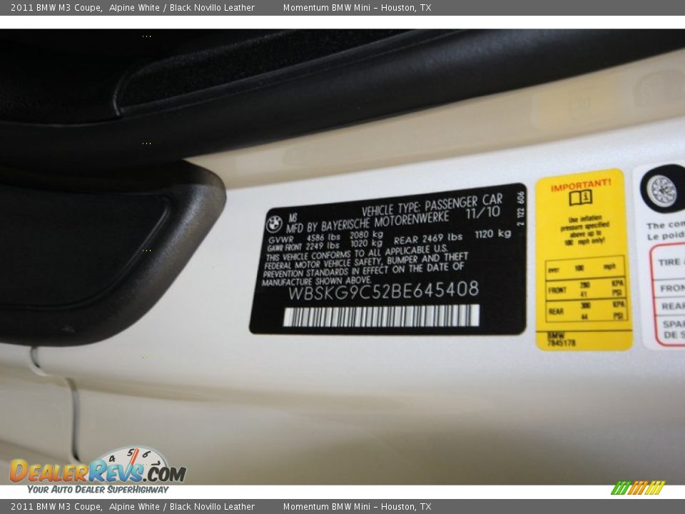 2011 BMW M3 Coupe Alpine White / Black Novillo Leather Photo #9