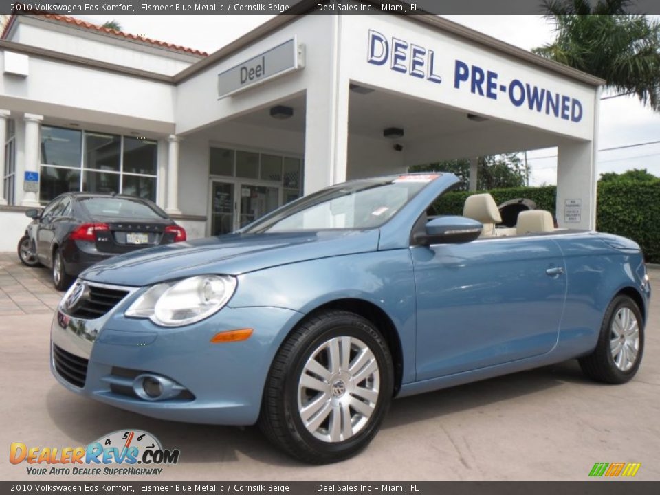 2010 Volkswagen Eos Komfort Eismeer Blue Metallic / Cornsilk Beige Photo #1