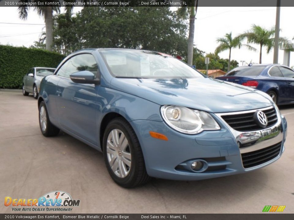 2010 Volkswagen Eos Komfort Eismeer Blue Metallic / Cornsilk Beige Photo #7