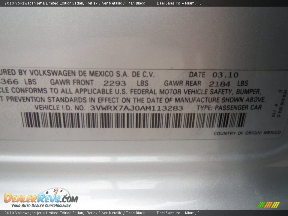 2010 Volkswagen Jetta Limited Edition Sedan Reflex Silver Metallic / Titan Black Photo #14