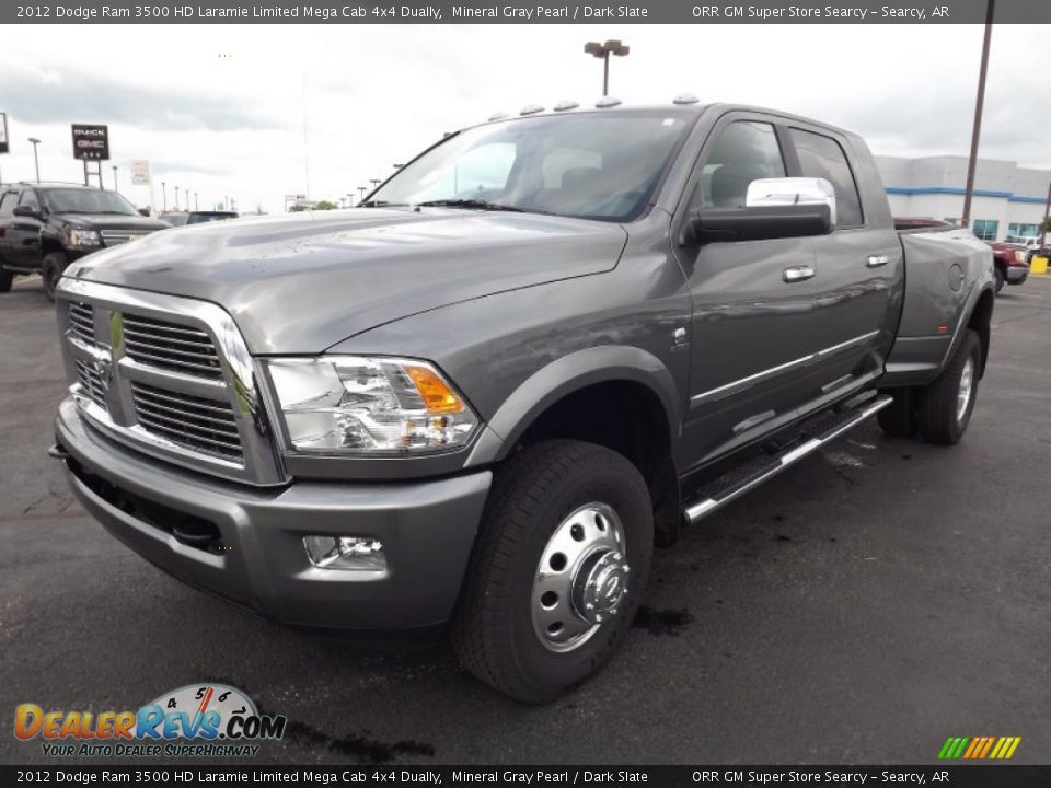 Front 3/4 View of 2012 Dodge Ram 3500 HD Laramie Limited Mega Cab 4x4 Dually Photo #1