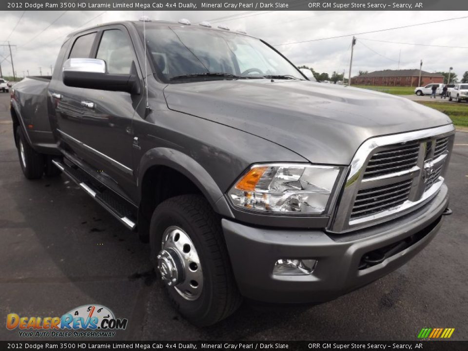 2012 Dodge Ram 3500 HD Laramie Limited Mega Cab 4x4 Dually Mineral Gray Pearl / Dark Slate Photo #3