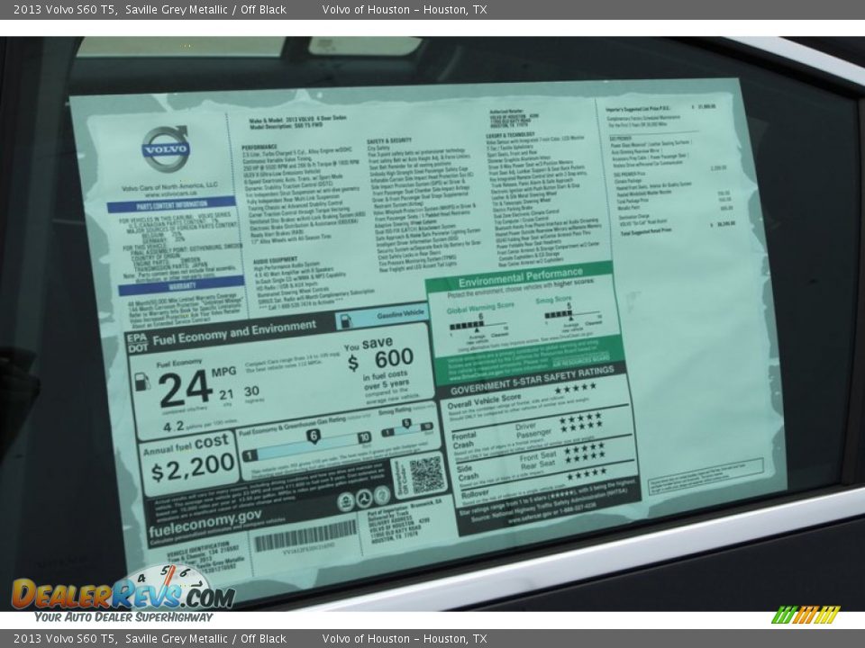 2013 Volvo S60 T5 Saville Grey Metallic / Off Black Photo #22