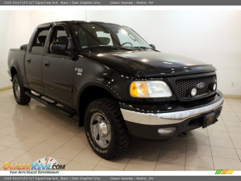 2003 Ford F150 XLT SuperCrew 4x4 Black / Dark Graphite Grey Photo #1
