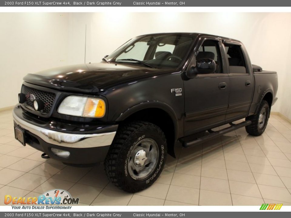 2003 Ford F150 XLT SuperCrew 4x4 Black / Dark Graphite Grey Photo #3