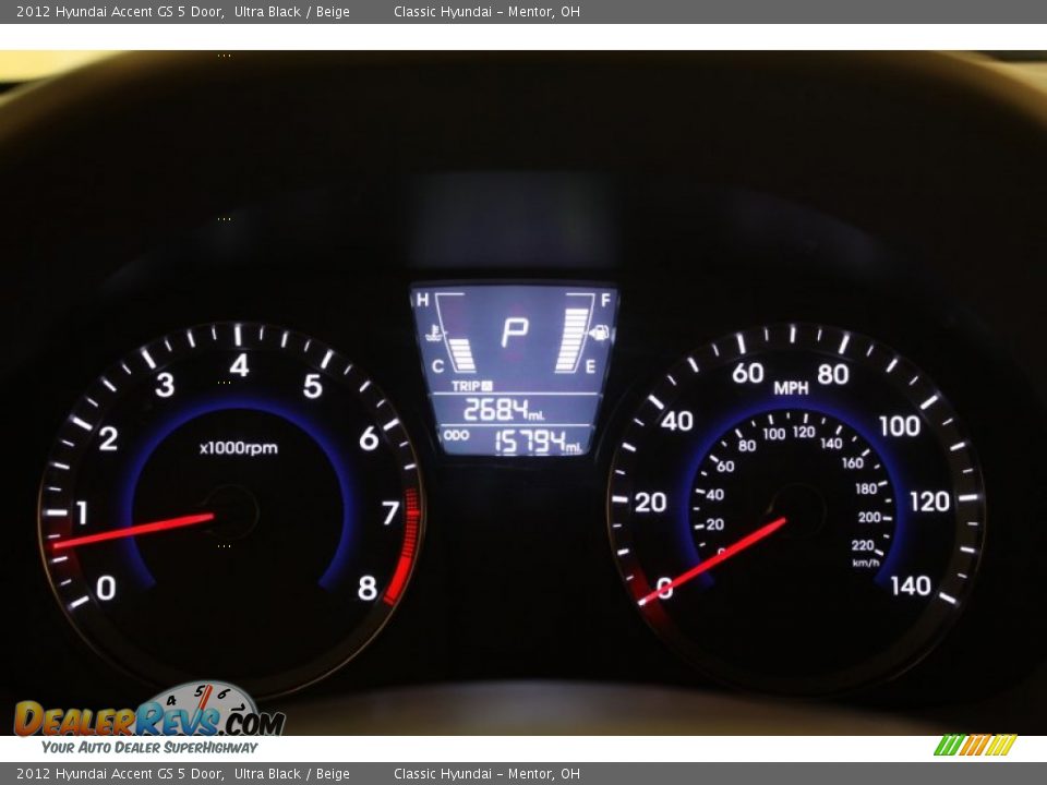 2012 Hyundai Accent GS 5 Door Ultra Black / Beige Photo #7