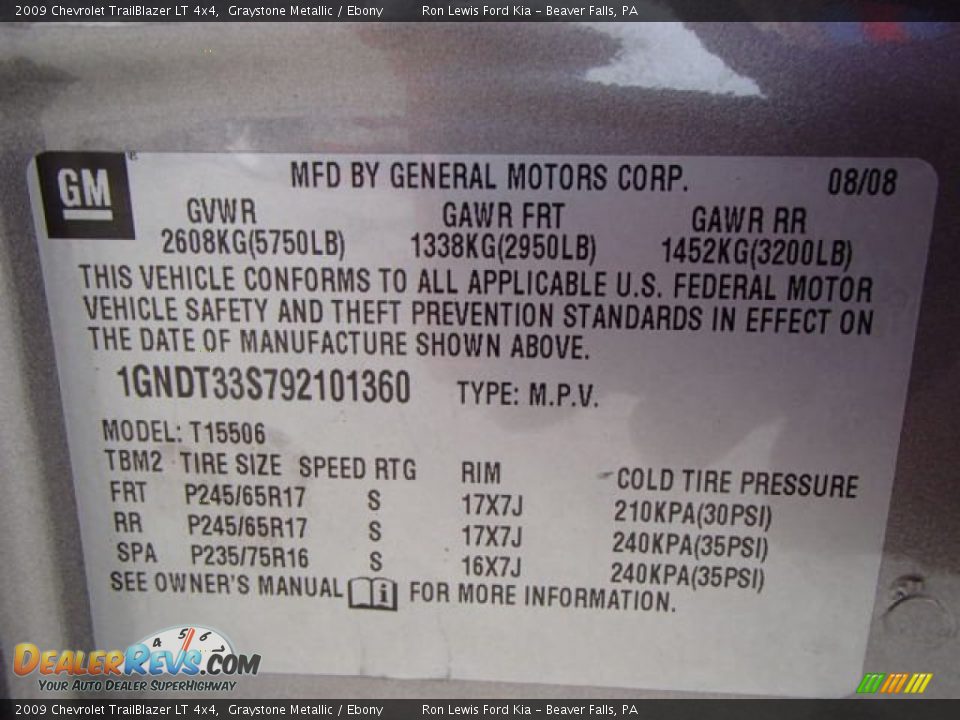 2009 Chevrolet TrailBlazer LT 4x4 Graystone Metallic / Ebony Photo #20