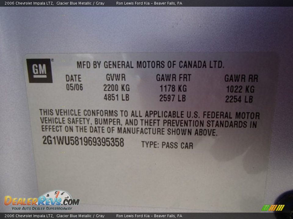 2006 Chevrolet Impala LTZ Glacier Blue Metallic / Gray Photo #20