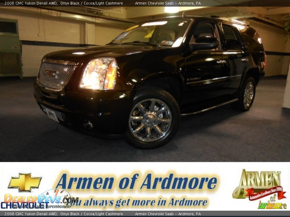 2008 GMC Yukon Denali AWD Onyx Black / Cocoa/Light Cashmere Photo #1