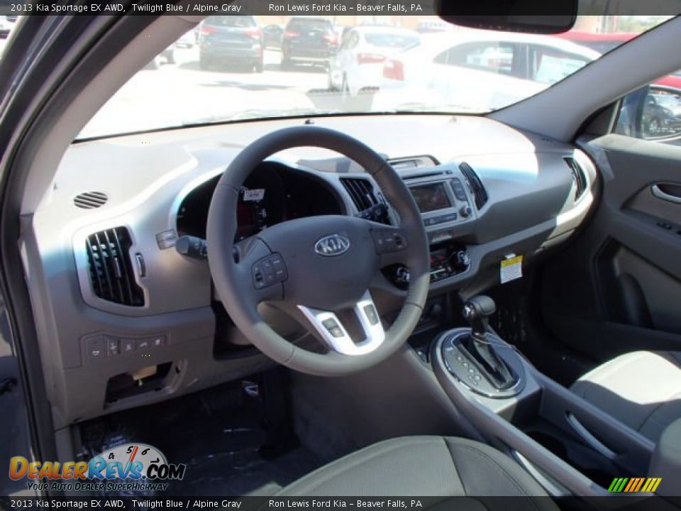 2013 Kia Sportage EX AWD Twilight Blue / Alpine Gray Photo #10