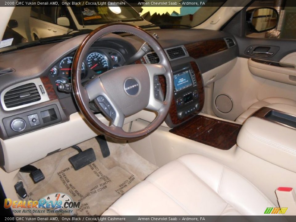 2008 GMC Yukon Denali AWD Onyx Black / Cocoa/Light Cashmere Photo #8