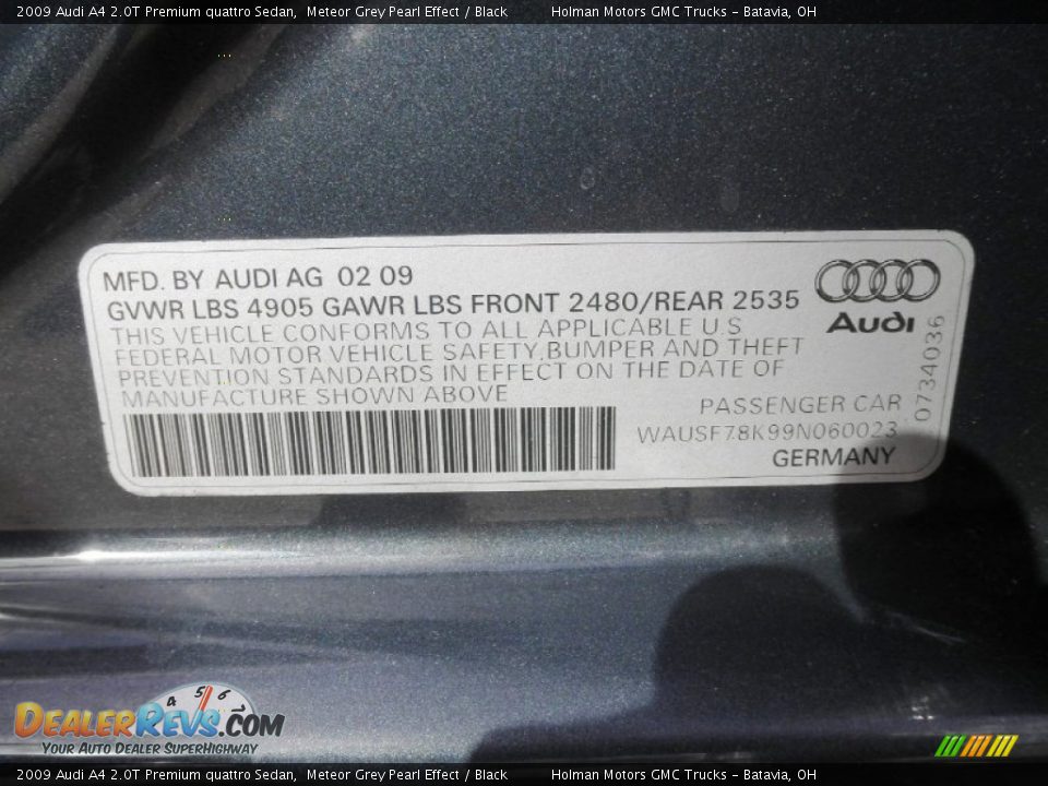 2009 Audi A4 2.0T Premium quattro Sedan Meteor Grey Pearl Effect / Black Photo #5