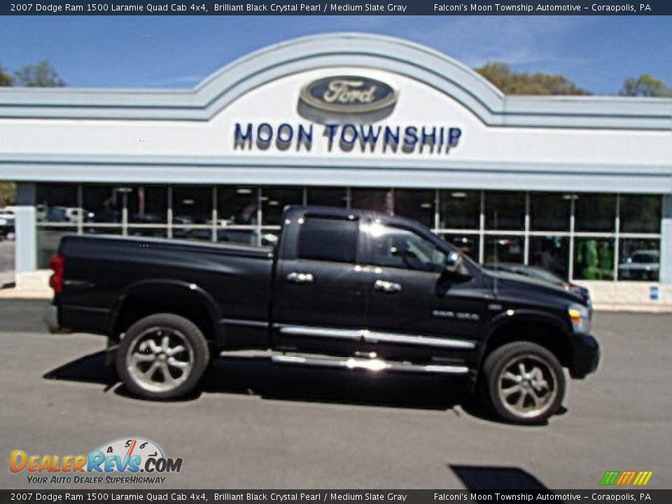 2007 Dodge Ram 1500 Laramie Quad Cab 4x4 Brilliant Black Crystal Pearl / Medium Slate Gray Photo #1