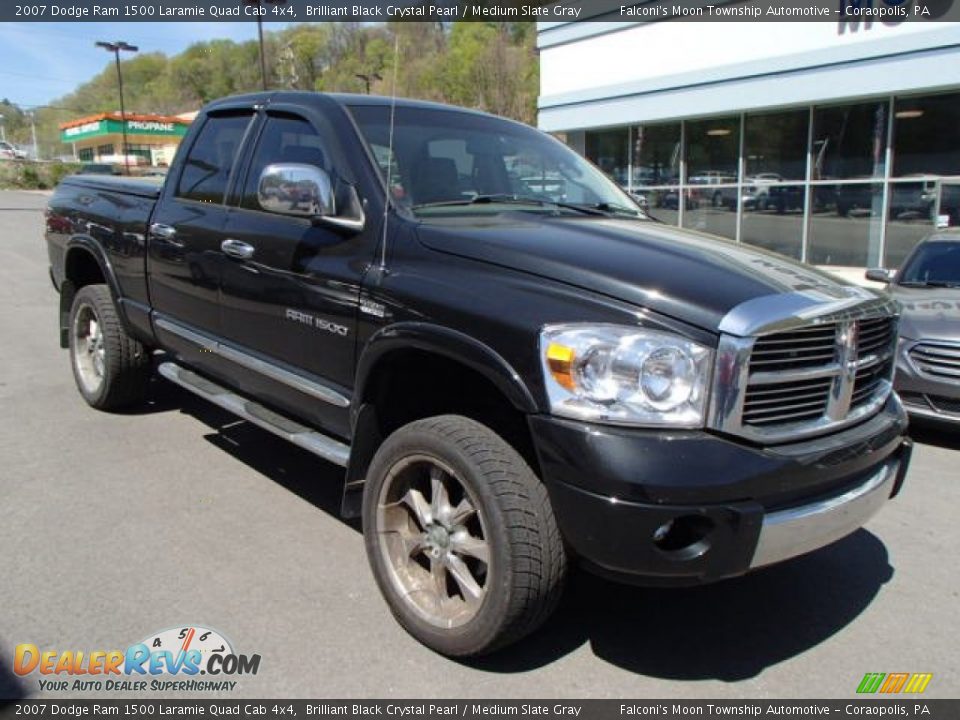 2007 Dodge Ram 1500 Laramie Quad Cab 4x4 Brilliant Black Crystal Pearl / Medium Slate Gray Photo #2
