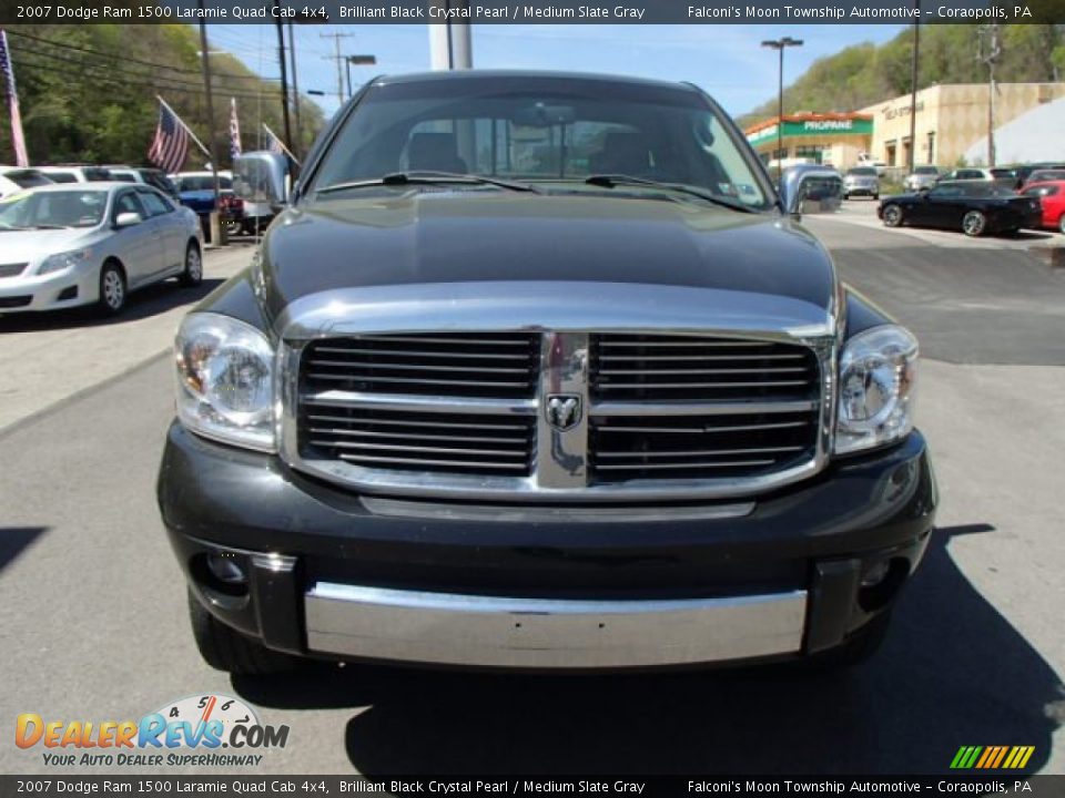 2007 Dodge Ram 1500 Laramie Quad Cab 4x4 Brilliant Black Crystal Pearl / Medium Slate Gray Photo #3