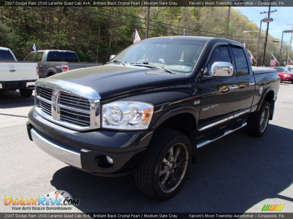 2007 Dodge Ram 1500 Laramie Quad Cab 4x4 Brilliant Black Crystal Pearl / Medium Slate Gray Photo #4