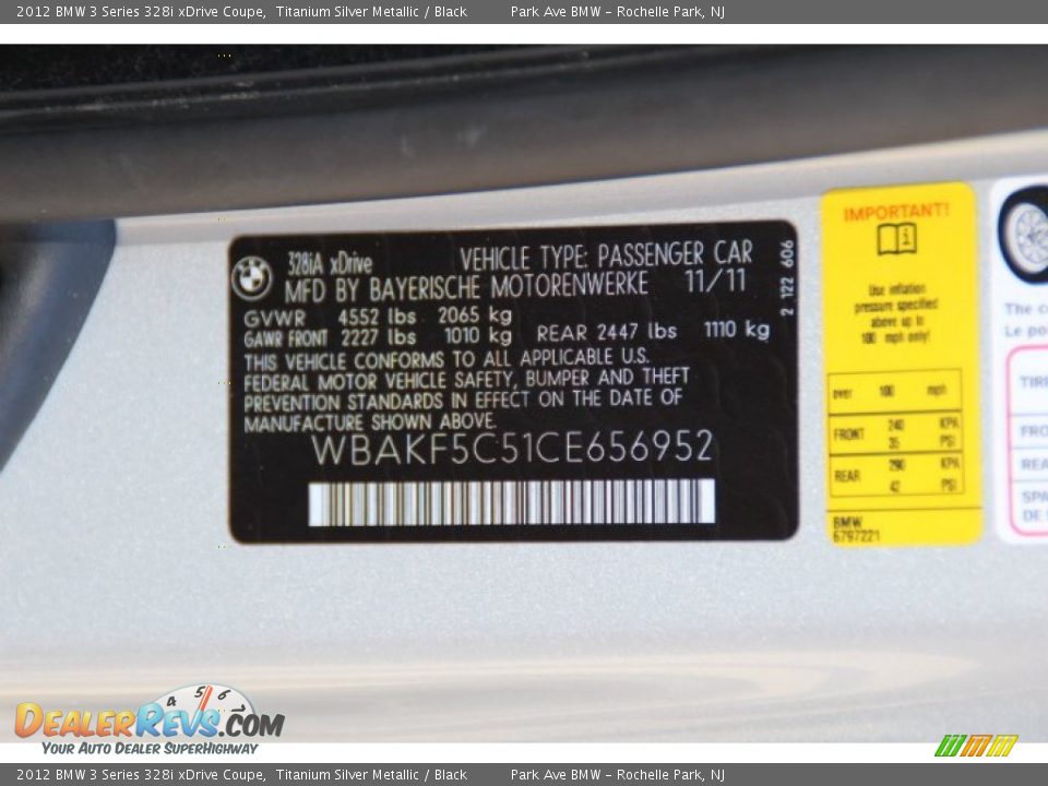 2012 BMW 3 Series 328i xDrive Coupe Titanium Silver Metallic / Black Photo #32