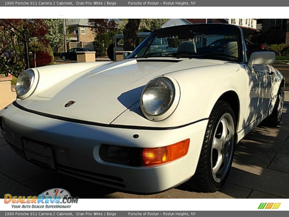 1990 Porsche 911 Carrera 2 Cabriolet Gran Prix White / Beige Photo #3