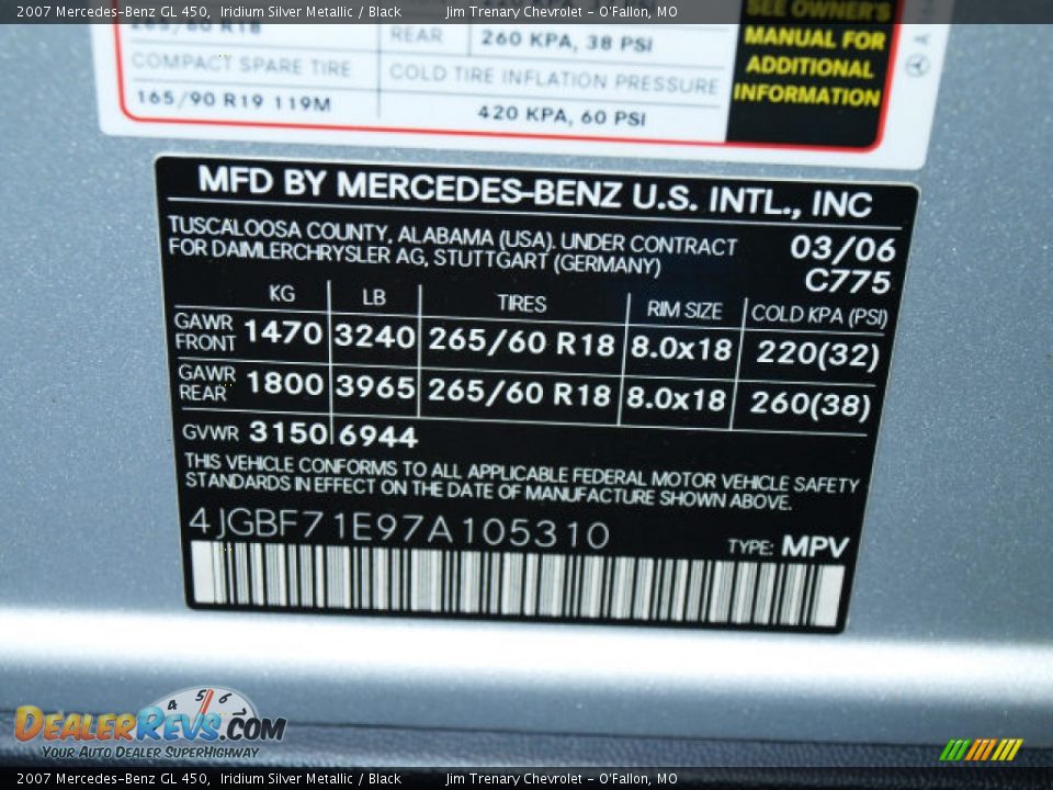 2007 Mercedes-Benz GL 450 Iridium Silver Metallic / Black Photo #17
