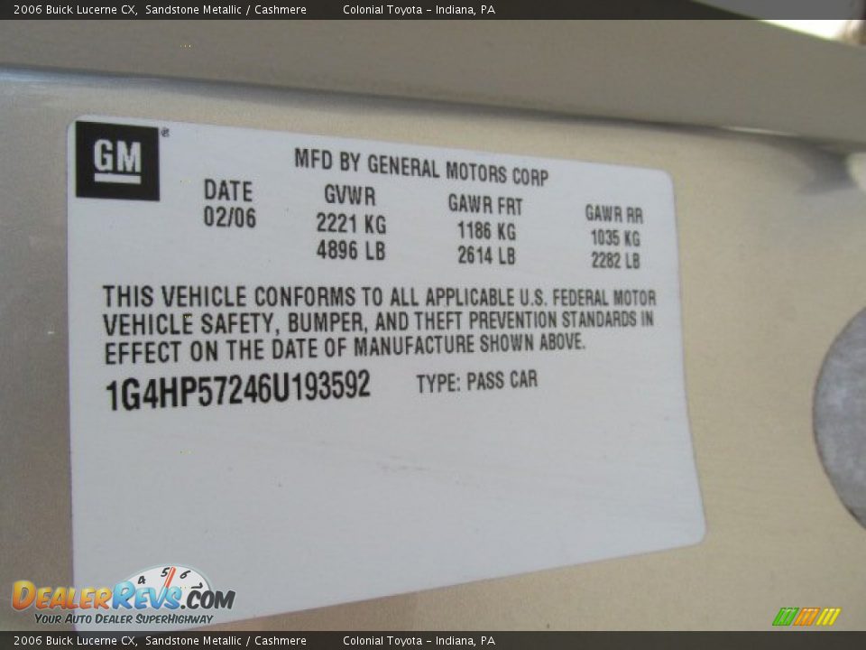 2006 Buick Lucerne CX Sandstone Metallic / Cashmere Photo #19