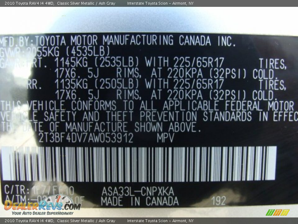 2010 Toyota RAV4 I4 4WD Classic Silver Metallic / Ash Gray Photo #23
