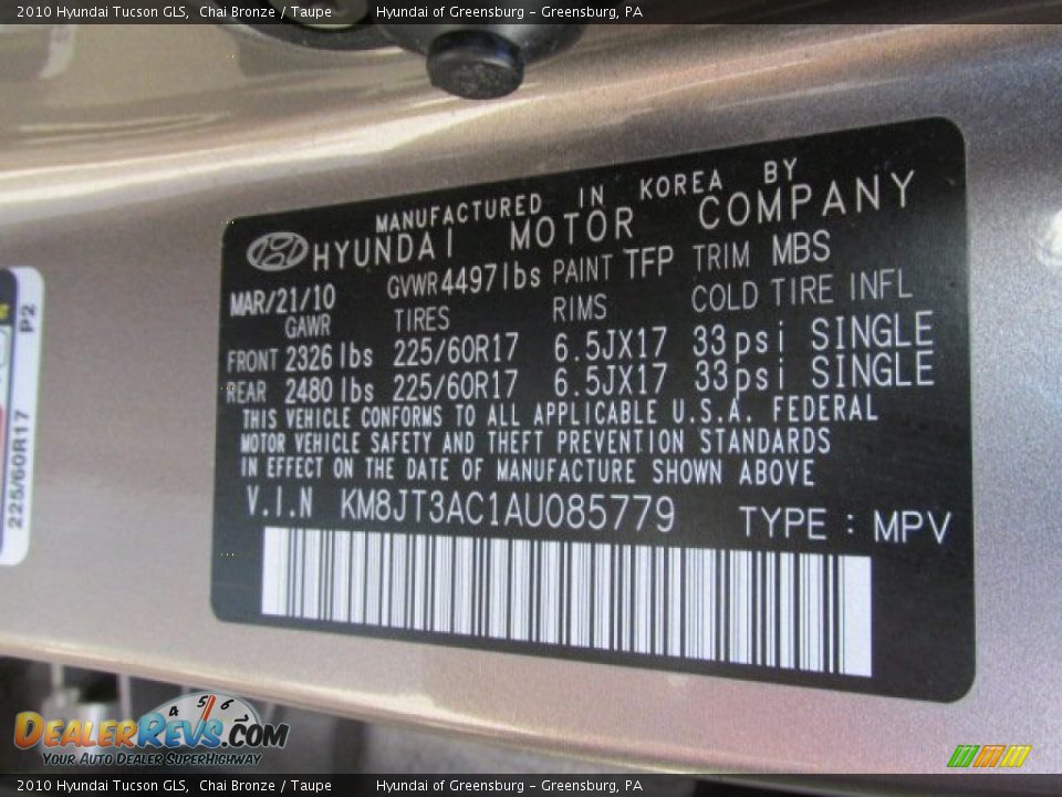2010 Hyundai Tucson GLS Chai Bronze / Taupe Photo #24