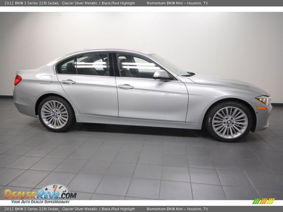 2012 BMW 3 Series 328i Sedan Glacier Silver Metallic / Black/Red Highlight Photo #2